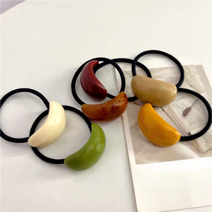 Coleteros elásticos de resina de color liso para mujer, suaves y gruesos, para uso diario - Product Image 1