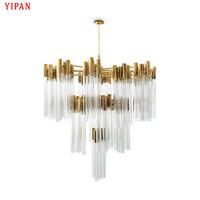 Lampes suspendues en verre personnalisées de luxe Villa Restaurant Clubhouse Lustre LED pour bureau à domicile