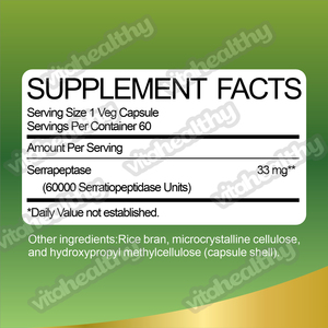 Vitahealthy OEM/ODM プライベートラベル工場供給 セラペプターゼ酵素カプセル 60粒 体の健康をサポート - Product Image 6