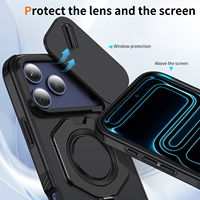Coque de protection latérale antidérapante à rainures, avec support rotatif pour appareil photo coulissant, pour iPhone 17/Air/17 Pro/17 Pro Max