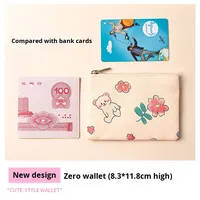 Dompet Mini Portabel Motif Bunga Kanvas dengan Resleting, Tempat Kartu Unisex, Dompet Koin Kecil untuk Pelajar, Tas Koin 2026