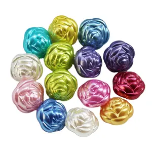 25mm Mixed Color Pearl Acrylic Rose Flower Beads For Jewelry Making