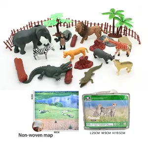 Global Recycled Standard ECO wild jungle World PVC Bucket Realistic Hollow wild animal Toys Set