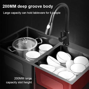 Bán Hot thép không gỉ sâu lưu vực Nano Bát đôI undermount <span class=keywords><strong>handmade</strong></span> Đen Bồn Rửa Nhà Bếp - Product Image 5