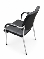 Chaise de visiteur moderne en similicuir avec accoudoirs rembourrés, pieds chromés, pour bureau, réunion, conférence, réception, salle de formation