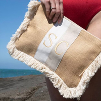 Vente en gros monogramme logo dames étuis à cosmétiques trousse de toilette gland lin trousse de maquillage personnalisée