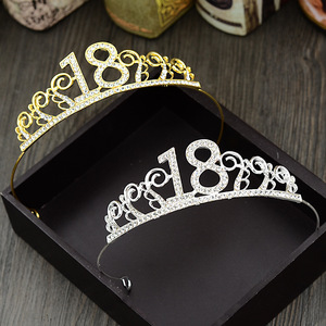 <span class=keywords><strong>Couronne</strong></span> <span class=keywords><strong>de</strong></span> 18 ans en cristal doré Miss World pour filles, cadeaux <span class=keywords><strong>de</strong></span> mariage en gros - Product Image 5
