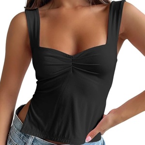 Top Corto sin Mangas con Espalda Descubierta para Mujer, Estilo Veraniego, para Salir de Noche, Bonito y Plisado, Estilo Dulce, Ropa de Fiesta para Mujer, Sexy - Product Image 3