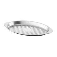 Plat à poisson coréen en acier inoxydable, plat de service grillé en forme de snack, plat ovale pour barbecue et cuisson à la vapeur