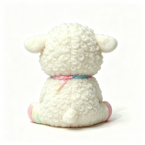 Cordero de peluche personalizable, oveja de peluche suave con lazo, adorable cordero con detalles de arcoíris, cordero de peluche de ojos azules - Product Image 3