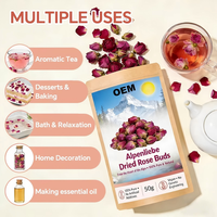 Thé aux bourgeons de rose séchés Alpenliebe OEM, 100% pur, sans additifs artificiels, thé de beauté naturel, en sachet, boîte/sachet, 50g