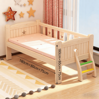 Lit pour tout-petits en bois de pin naturel écologique Addreen avec barrière de sécurité et escalier pour la chambre des enfants