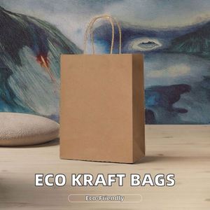 Wholesale Eco Reusable <b>Biodegradable</b> Carry Craft Boutique Gift Shopping Packaging Pink Brown Kraft <b>Paper</b> Bag - Product Image 3