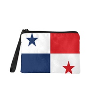 Dompet Koin Mini Berbahan Kanvas Poliester dengan Cetakan Bendera Nasional Panama, Dilengkapi Resleting, untuk Koin dan Barang-Barang Kecil