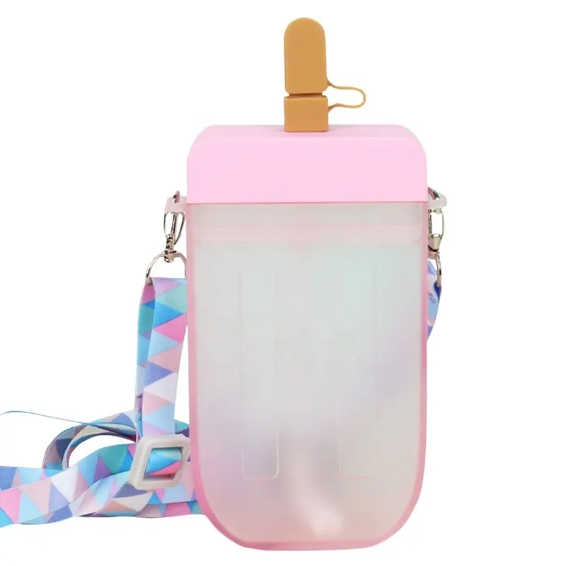 Botella de agua de plástico para helados, taza de paja creativa de 300ml, bonita taza de agua portátil para estudiantes al aire libre, gran oferta