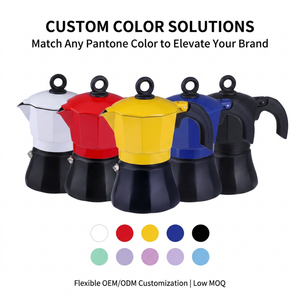 Kingze Cadeaux de Noël personnalisés Cafetière espresso jaune 3 tasses 6 tasses Cafetière <span class=keywords><strong>italienne</strong></span> Moka - Product Image 2