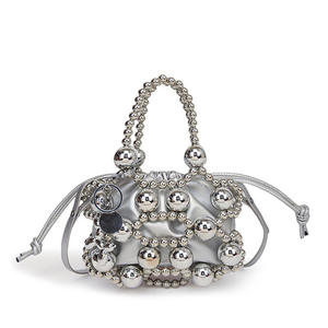 Women‘s bags Round Bead Drawstring <b>Bucket</b> Bag Fashion Wedding Party Evening bags Ladies Hand Clutch Bag Purse handbags for women - Product Image 2