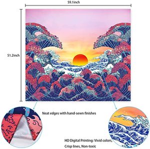 Tapisseries murales de haute qualité personnalisées avec motif de vague océanique, <span class=keywords><strong>tapisserie</strong></span> de coucher de soleil, décorations pour la maison, pour la chambre, 51 x 59 pouces - Product Image 6