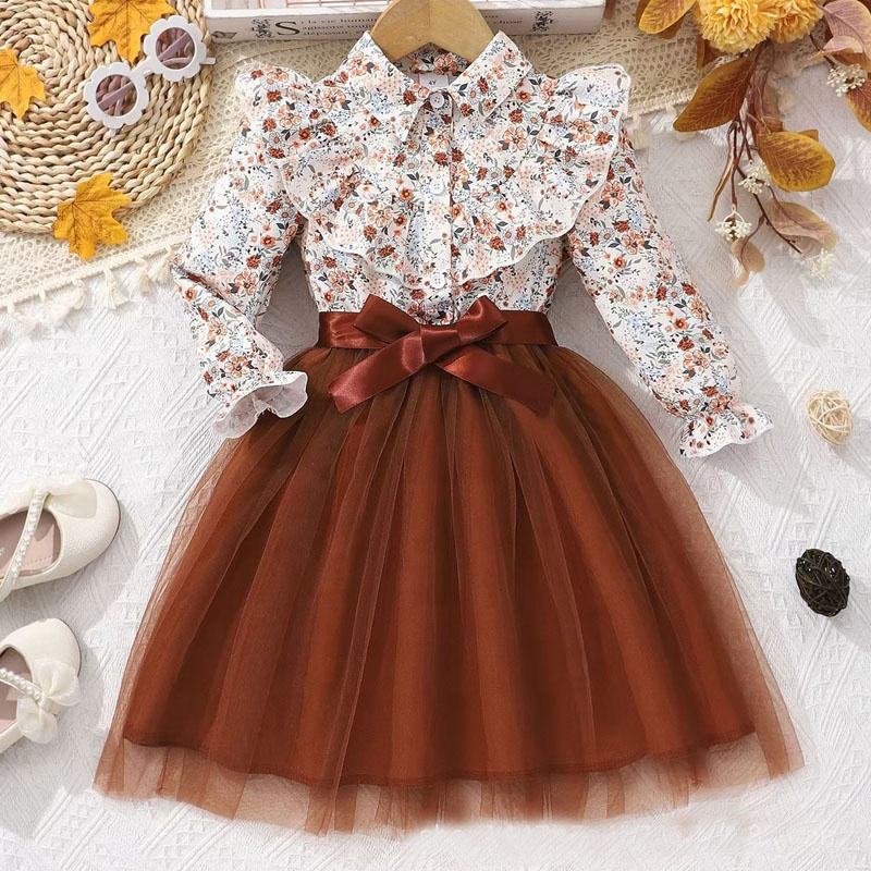 Floral Layered Dress For Girls 8-12 Years Casual Teen Dresses