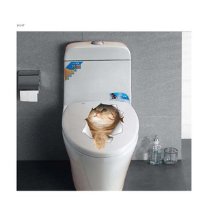 สติกเกอร์ติดฝาชักโครก 3 มิติ ลายแมว PVC กันน้ำ สติกเกอร์ตกแต่งผนังสำหรับตกแต่งห้องน้ำ - Product Image 4