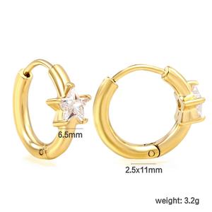 Pendientes Clásicos Simples de Zirconia Cúbica Apilables en Forma de Gota de Agua y Corazón Cuadrado, Pendientes de Aro de Acero Inoxidable con Baño de Oro de 18K al por Mayor - Product Image 3