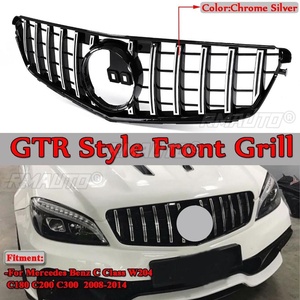 กระจังหน้ารถยนต์สไตล์ GTR โครเมียมสีเงิน สำหรับ Mercedes Benz W204 C180 C200 C220 C250 ปี 2008-2014 แต่งรถ - Product Image 2