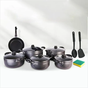 Juego de Ollas para Cocina de Inducción <span class=keywords><strong>Kitchen</strong></span> <span class=keywords><strong>Academy</strong></span> - Juego de 13 Piezas de Ollas y Sartenes para Cocinar Sopas, Juego de Utensilios de Cocina Negros - Product Image 2