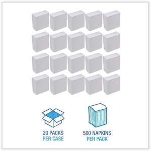 Dispensador de Servilletas Desechables Boardwalk Tallfold, 12 x 7 Pulgadas, Papel Kraft Blanco, Servilletas Suaves Impresas, 500 por Paquete, 20 Paquetes por Caja - Product Image 6