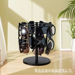 Expositor de gafas de sol de metal con 12 ranuras, organizador de gafas de escritorio, estante de almacenamiento duradero, modelo negro y dorado - Product Image 4