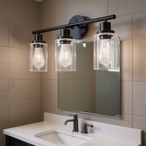 Lámpara de Espejo LED de 3 Luces Unicozin Moderna para Baño, Montaje en Pared, Luz Blanca Cálida 3500K, Acabado Negro Mate - Product Image 2