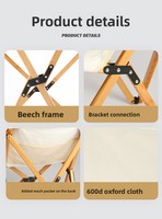Chaise papillon à dossier haut en bois massif, portable, pour extérieur, jardin, patio, plage, pique-nique, voyage, pliable, camping, pêche