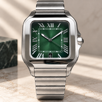 Montre carrée étanche de créateur, bracelet en acier inoxydable de haute qualité à dégagement rapide, verre saphir