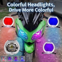Phares LED intégrés pour moto, 2,5 pouces, avec lentille œil de démon, faisceau haut et bas, phares universels
