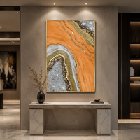 Art mural abstrait orange de luxe pour la décoration moderne et minimaliste du salon