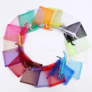 Bolsas de Organza con cordón para joyería, pequeñas muestras de regalos, bolsita para joyería, recuerdo de boda, logotipo personalizado