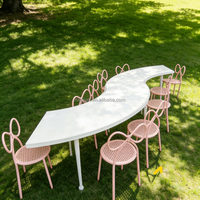 Table ronde carrée pour enfants 2 en 1 magique en bois blanc pour l'intérieur/l'extérieur, en forme de S, pour les fêtes, les événements, la salle de jeux, la location
