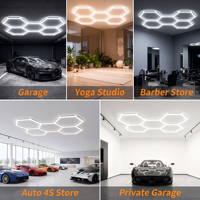 Plafonnier de garage hexagonal LED nid d'abeille 3CCT commutable 6500K 5000K 3500K, design modulaire DIY pour atelier de detailing automobile