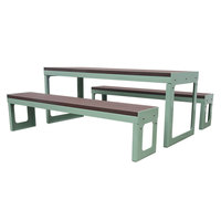 Mesa de centro comercial personalizada, 5 pies, 6 pies y 8 pies, mesa rústica de madera para picnic al aire libre, Banco de mesa de jardín para Parque Natural