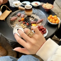 Moda yeni kalp elmas büküm mikro eklemek tam zirkon çok katmanlı yüzükler su geçirmez 18K altın dolgulu kadınlar lüks takı yüzükler
