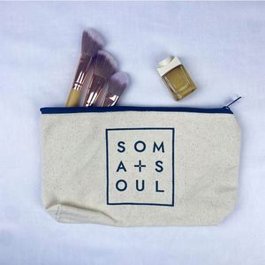 Pochette en toile avec fermeture éclair, sac cosmétique personnalisé, grand sac portable pour pinceaux de maquillage avec fermeture éclair dorée personnalisée - Product Image 3