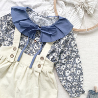 Nouveau bébé filles doux chemise enfant en bas âge filles à manches longues hauts dentelle garniture poupée col chemise enfant en bas âge enfants vêtements 1-5 ans