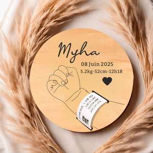 Porta Pulseras de Madera Personalizado para Hospital, Recuerdo con Datos del Bebé, Recuerdos para Recién Nacidos, Datos del Nacimiento del Bebé, Precio de Fábrica - Product Image 1