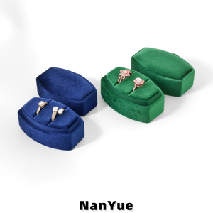 Boîte à bagues ovale en velours de luxe avec logo personnalisé, pour demande en mariage, fiançailles, emballage de bijoux, rangement haut de gamme pour bagues, présentoir, boîte cadeau - Product Image 5