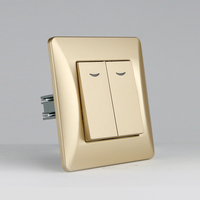 Precio barato europeo montado al ras UE estándar PC Material 10A 220-250V botón eléctrico UE interruptor de pared con luz Led