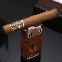 Qianxun classique haut de gamme coupe-cigare allume-cigare logo personnalisé accessoires de cigare briquet gonflable Double allume-feu