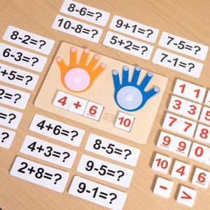 Juguetes Educativos de Madera para Contar y Aprender Aritmética, Juego de Matemáticas con los Dedos, Números del 1 al 10 con Tarjetas de Suma y Resta - Product Image 2