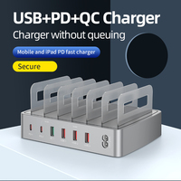 Station de charge USB 6 ports d'usine, charge rapide PD, smartphone, tablette, plusieurs appareils, chargeur de bureau multiport USB intelligent
