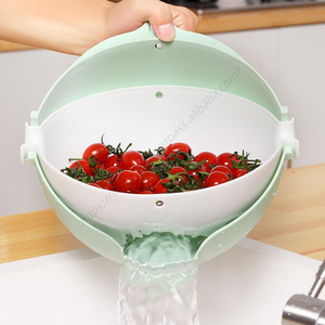 Panier de lavage double couche en plastique WHY318 pour fruits et légumes, passoire de cuisine, bol égouttoir pour aliments - Vente en gros - Product Image 6