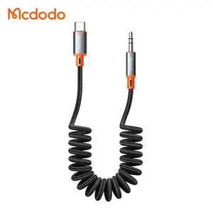 Coiled 3.5mm Aux Audio Cable Type C to Aux Cable Nylon Braided Aux Adapter Type C 1.8 Meter