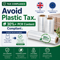 Film d'emballage pour palettes en LLDPE recyclé PCR, durable, 17 microns, 30 % de contenu PCR, largeur 50 cm, logistique industrielle, export